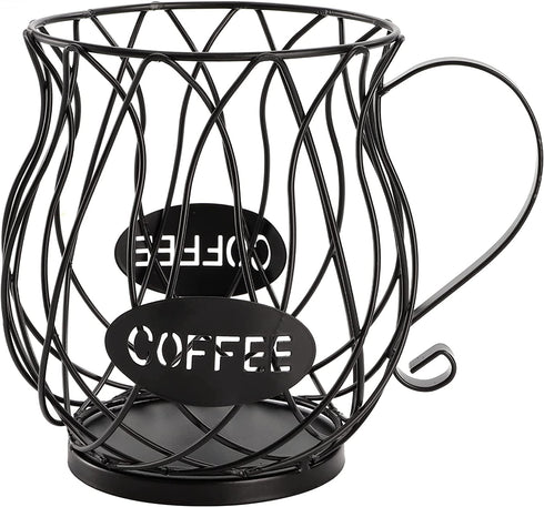ZEAYEA Coffee Pod Holder, K Cup Holder Coffee Capsule Basket for Counter Coffee Table Bar, Metal Espresso Pod Keeper Storage for Home Cafe Hotel, Black