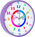 Telling Time Teaching Wall Clock, Silent Movement, Educational Wall Clock, Makes Kids Learning Time Faster and Fun. Its Perfect for Parents and Teachers, Decorate Kids Bedroom or Classroom,Purple