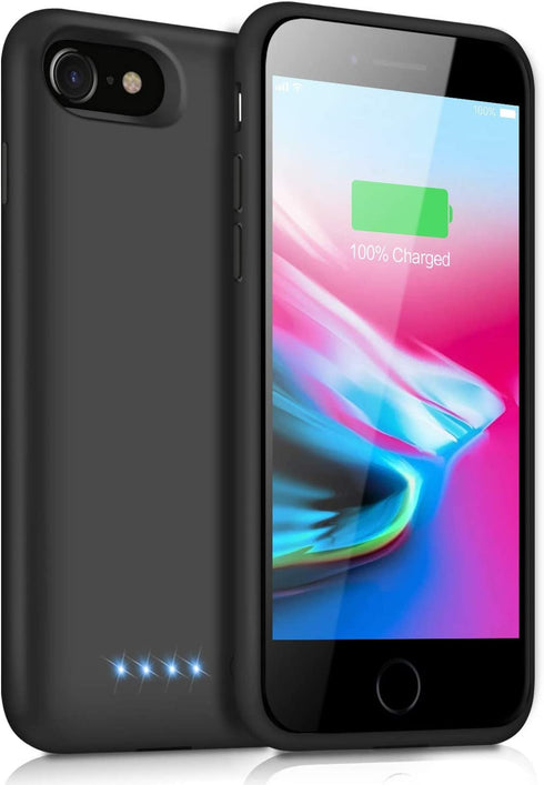 Battery Case for iPhone 8/7/6s/6/SE(2020), Upgraded 6000mAh Portable Rechargeable Charger Case for iPhone 6s/6 Extended Battery Pack for iPhone 8/7/SE(2020) Protective Charging Case (4.7 inch) -Black