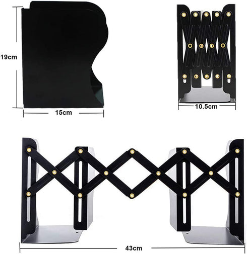 DARUITE Book Ends, Bookends, Book Organizer, Bookends for Shelves, Book Ends for Home Decorative, Adjustable Bookends, Book Ends for Office Heavy Duty, Non-Skid Bookend(Black x 1)