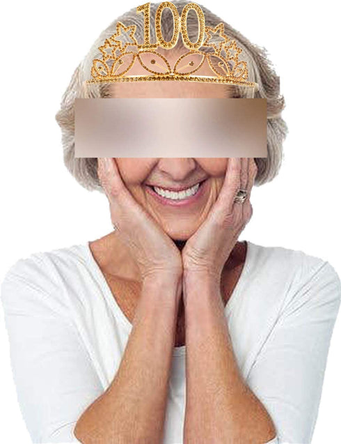 100th Birthday Gifts for Women, 100th Birthday Tiara and Sash, Happy 100th Birthday Party Supplies, 100 Fabulous Glitter Satin Sash and Crystal Tiara Crown, 100th Birthday Party Decorations