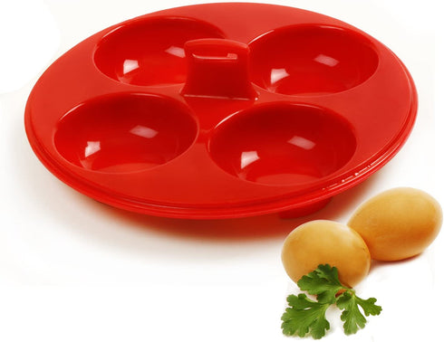 Norpro Silicone 4 Egg Poacher, Red