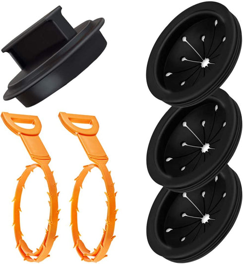 3 Pcs Garbage Disposal Splash Guard & 1 Disposer Stopper with 2 Hair Drain Clog Remover, AIFUDA Replacement Waste Food Disposer Accessories Drain Plugs for Kitchen