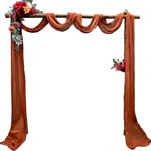 EH Linen Cheesecloth 13Ft Gauze Table Runner,Wedding Decor Arch Draping,Gauze Event Centerpiece Runner, Bridal Shower Runner (Terracotta, Large)