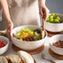SWEEJAR Large Salad Serving Bowl, 8" Ceramic Bowls for Taco salad, Pasta, Pho, Soup, 2 Quart Mixing Bowl for Family Dinner, Daily Use, Set of Two (White)