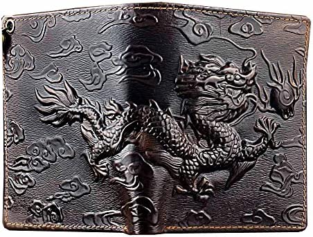 Vintage Dragon Mens Wallet Slim Card Money Purse Wi/ Safe Chain