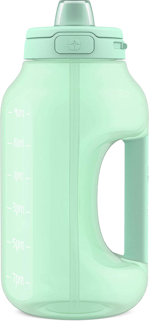 Ello Hydra Half Gallon Jug with Time Marker & Handle for All Day Hydration & Silicone Straw with Locking, Leak Proof Lid BPA Free, Yucca, 64oz