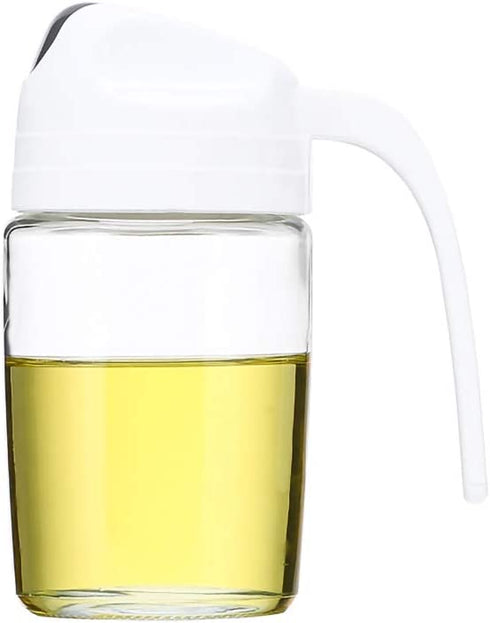 AINAAN Auto Flip Olive Oil Dispenser Bottle,Leakproof Condiment Container,Non-Slip Handle for Kitchen Cooking, 300ml, White, Oil Bottle