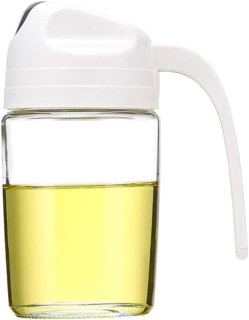 AINAAN Oil Bottle Auto Flip Olive Oil Dispenser Bottle,Leakproof Condiment Container,Non-Slip Handle for Kitchen Cooking, 300ml, Beige
