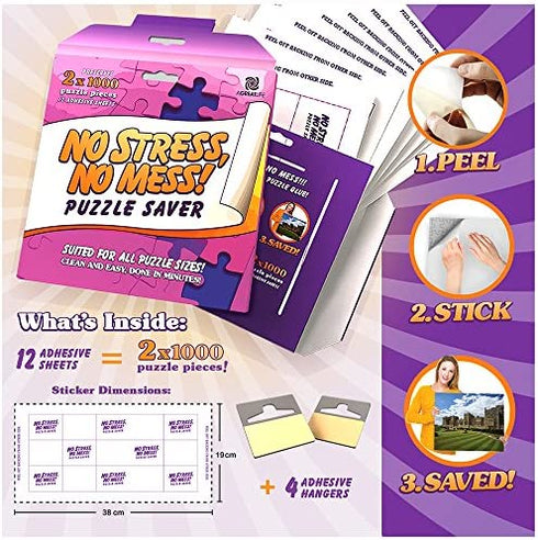 Preserve 2 x 1000 Pieces Jigsaw Puzzles - AGreatLife Puzzle Saver 12 Sheets - No Stress, No Mess Jigsaw Puzzle Glue Sheets