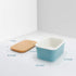Sweese 301.102 Large Butter Dish - Porcelain Keeper with Beech Wooden Lid, Perfect for 2 Sticks of Butter, Turquoise