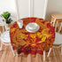 IBILIU Beautiful Dragon and Phoenix Round Tablecloth 60 Inch,Waterproof Washable Wrinkle Resistant Table Cover Harmony Marriage Golden Red Table Clothes for Dining Table Christmas Halloween Holiday