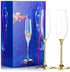 Gold Creative Set Champagne Flutes - Wedding Glasses for Bride & Groom - Toasting Cups Gift Sets for Couples - Engagement, Wedding, Anniversary, House Warming