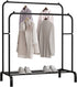 UDEAR Garment Rack Freestanding Hanger Double Pole Multi-Functional Bedroom Clothing Rack,Black