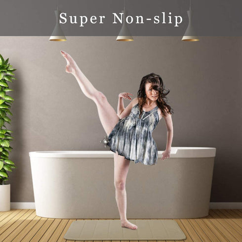 Memory Foam Bath Mat 20" X 32" Coral Velvet Super Non-Slip Rapid Water Absorption Soft and Comfortable Easier to Dry Machine Wash Bathroom Mat, Camel