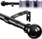 Curtain Rod,1 Inch Adjustable Black Curtain Rods for Windows 34" to 68",Stainless Steel Single Curtain Rod Set with Brackets for Bedroom Kitchen Window ?Black?