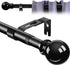 Curtain Rod,1 Inch Adjustable Black Curtain Rods for Windows 34" to 68",Stainless Steel Single Curtain Rod Set with Brackets for Bedroom Kitchen Window ?Black?