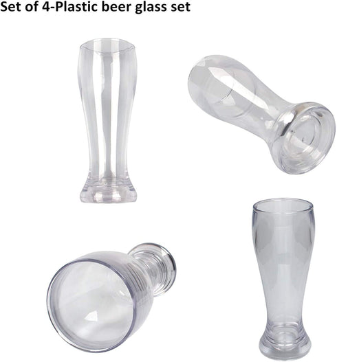 Plastic Pilsner Glasses, 16 oz Unbreakable Classic Beer Glasses, Clear Drinking Glass, BPA Free (Set of 4?