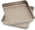 Bakestudio Square Cake Pan set of 2, Deep Baking Sheets for oven, Nonstick Baking Tray, Gold-Perfect for Brownies, Cakes, Casseroles-Durable Warp-Resistant (9.4 Inch)