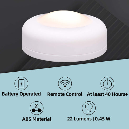 DRIMLITE Puck Lights with Remote 6 Pack, Battery Operated Mini LED Stick On Lights Wireless, Dimmable Under Cabinet Lighting with Timing Function, Color Changeable Closet Lighting for Kitchen Bedroom