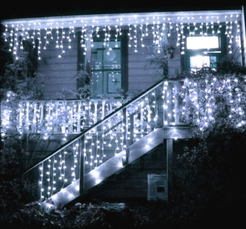 Toodour LED Icicle Lights, 360 LED, 29.5ft, 8 Modes, Window Curtain Fairy Lights with 60 drops, Led Christmas Lights, Icicle Fairy Twinkle Lights for Party, Holiday, Wedding Decorations (Pure White)