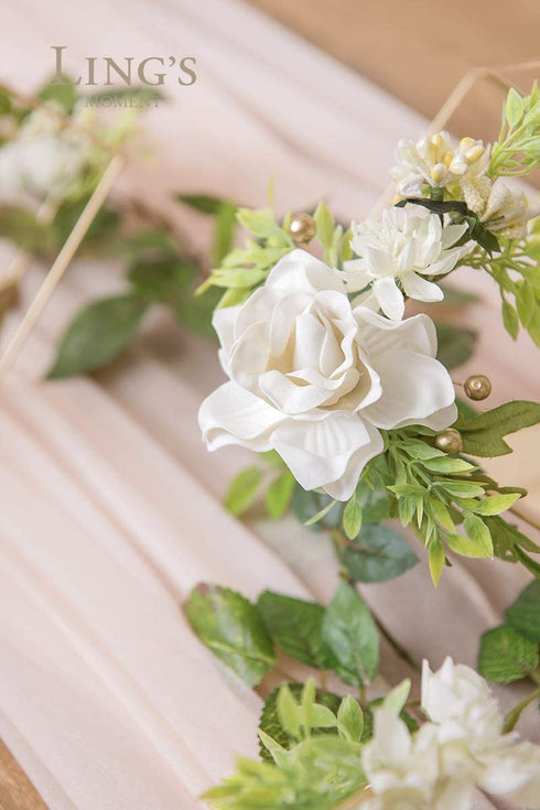 Ling's moment Artificial Flowers 25pcs White Gardenia Flowers w/Stem for DIY Wedding Bouquets Centerpieces Flower Arrangements Decorations