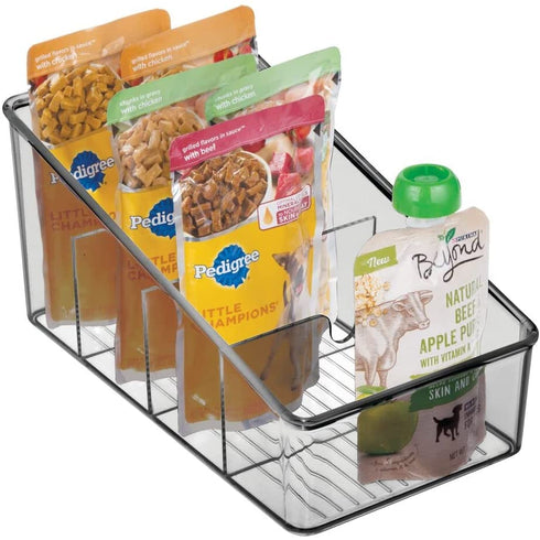 mDesign Plastic Food Packet Organizer Bin Caddy - Storage Station for Kitchen, Pantry, Cabinet, Countertop - Holds Spice Pouches, Dressing Mixes, Hot Chocolate, Tea, Sugar Packets, 2 Pack - Smoke Gray