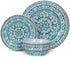 Melamine Dinnerware Set - 12pcs Dinnerware Dishes Set for Everyday Use, Dishwasher safe, Service for 4, Green