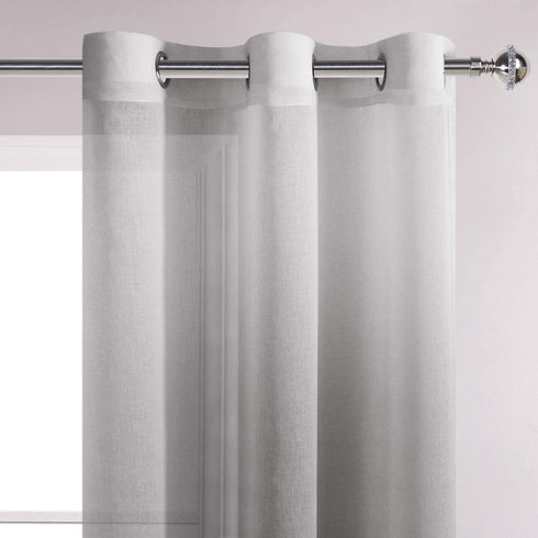 DWCN Faux Linen Grey Ombre Sheer Curtains - Gradient Semi Voile Drapes Bedroom and Living Room Curtains, Set of 2 Grommet Top Window Curtain Panels, 42 x 63 Inch Length