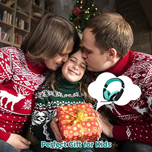 rockpapa Comfort+ Kids Headphones with Microphone and Volume Control, Boys Girls Student Over-Ear Headphones Wired for School Classroom Laptop PC Computer Tablet Black Teal