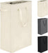 YIFAMIJOY 45L Slim Laundry Hamper Collapsible Thin laundry Baskets with Handles Narrow Dirty Clothes Hamper for Clothing Toys Organization White