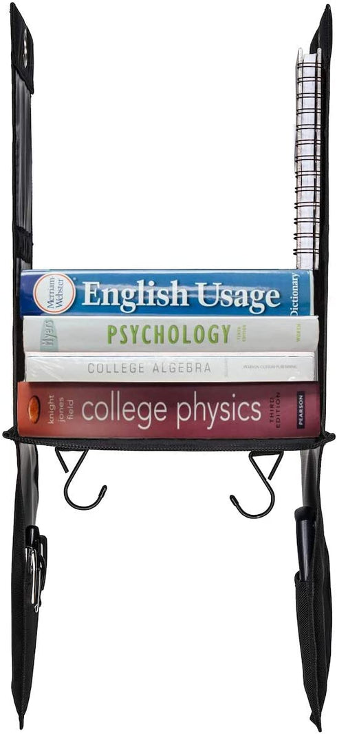 Hanging Locker Shelf Organizer with 2 Hooks and 4 Small Pockets