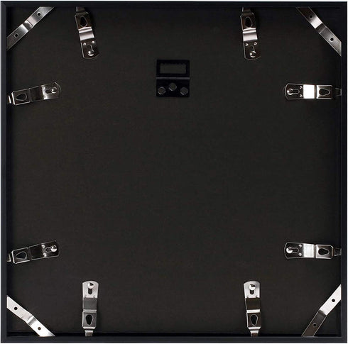 AUEAR, 12x12 Aluminum Wall Mounting Photo Frame with Ivory Mat for 8x8 Pictures Includes Sawtooth Hangers, Spring Clips Real Glass (Black)