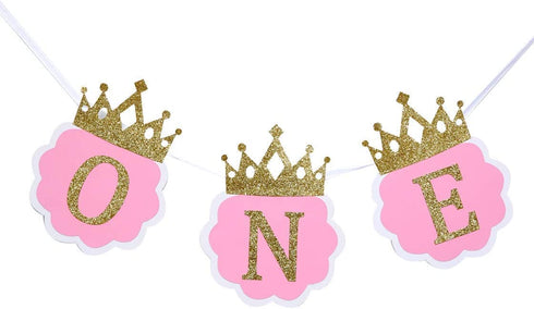 Tutu Highchair Banner for 1st Birthday - Princess 1st Birthday Party,Pink Tutu Skirt Photo Booth Props and Backdrop Cake Smash, Best Princess Birthday Party Supplies for Baby Girl