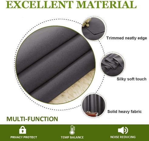 NICETOWN Bedroom Blackout Curtain Panel - Window Treatment Thermal Insulated Solid Grommet Blackout for Living Room (1 Panel, 70 by 63 Inch, Grey)