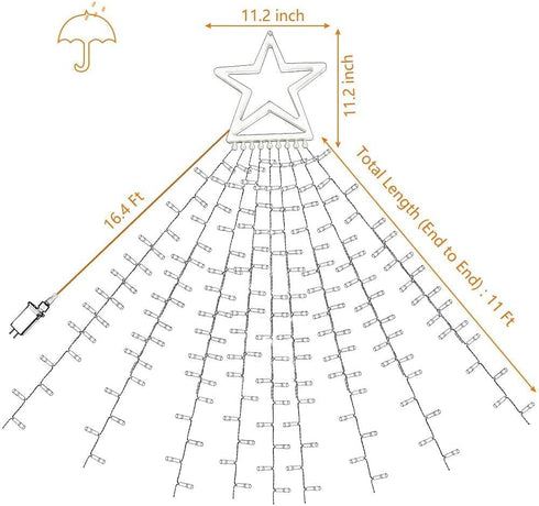 MUYUN Christmas String Lights 317 LED Star Waterfall Twinkle Fairy Lights for Christmas Decorations Party Wedding Indoor Outdoor Decorative Lights (White)