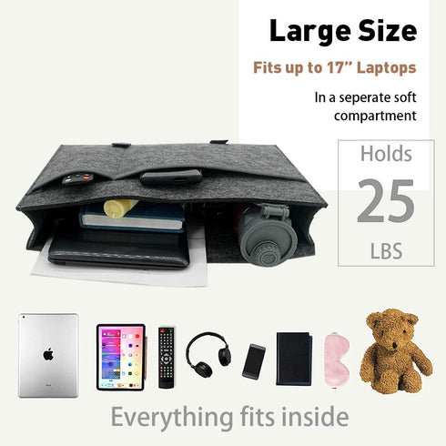 W Design Bedside Caddy, Bed Caddy for College Dorm Room, Bedside Organizer with 2 Heavy Duty Straps Fits Bunk Bed, Bedframe, Sofa, Bedside Pocket for Hospital Bed, Easy DIY Installation.