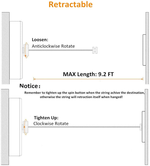 JOOM Retractable Clothesline Stainless Steel Heavy Duty 9Feet(MAX) for Hanging Drying in Bathroom Laundry Hotels, Chrome Finish,Round Style (Round B, Brushed Nickel)¦