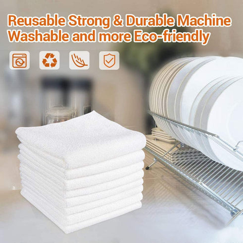 AIDEA Microfiber Cleaning Cloths White-50PK, Strong Water Absorption, Lint-Free, Scratch-Free, Streak-Free, Dish Towels White (11.5in.x 11.5in.)