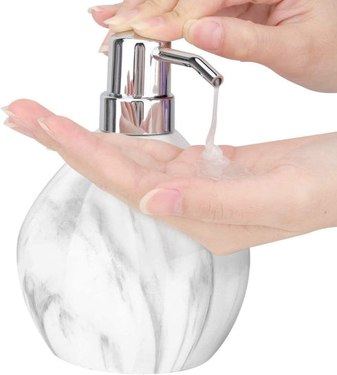 Luxspire Hand Soap Dispenser, 15.2 oz Countertop Hand Lotion Pump Bottles, Lotion Container, Refillable Liquid Hand Soap Jar, Resin Shower Dispensers for Bathroom, Kitchen - White Marble
