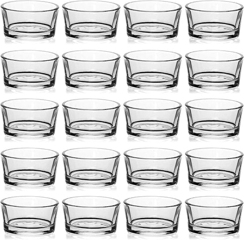 LAMORGIFT Glass Tealight Candle Holder Set of 24 - Clear Tea Lights Candle Holders for Wedding Centerpieces& Party Decorations& Home Decor