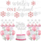 Winter Onederland Birthday Decorations, Girls Birthday Party Decoration, Banner, Cake Toppers, Pink Silver Snowflake Balloons Garland for Winter Wonderland Shower Winter First Birthday Party Supplies