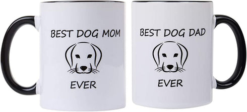 Best Dog Mom/Dad Ever Set of 2 -Perfect Dog Lover Gifts Pet Owner for women men,dog mom and dad coffee mugs