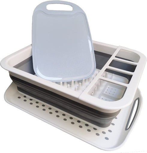 Collapsible Dish Drying Rack and Drainboard Set Portable Camp Dish Drainer Dinnerware Organizer Dish Rack Foldable Dying Dish Storage Rack for Kitchen Counter RV Camping Accessories