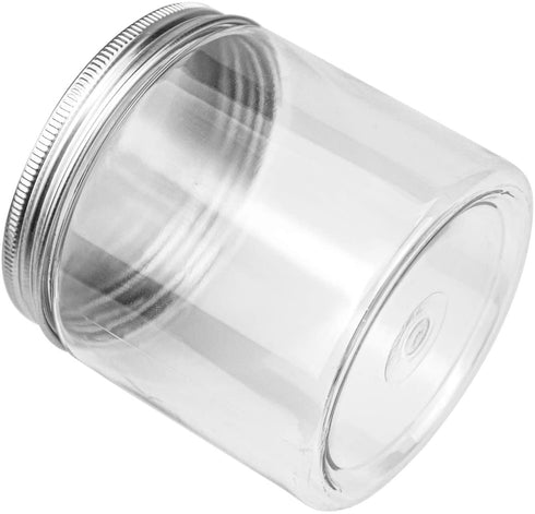 Tebery 18 Pack Clear Plastic Jars Bottles Containers with Silver Metal Lids 12oz & 5oz Transparent Storage Container for Slime Kitchen Dry Goods and More