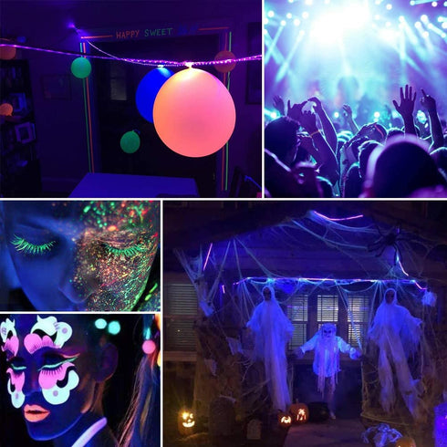 24W LED UV Black Light Strip Kit, Ultraviolet Waterproof IP65 16.4FT/5M 3528 300LEDs, 395nm-405nm Blacklight for DJ Bar Club Party Decor Night Fishing with 12V 2A Power Supply