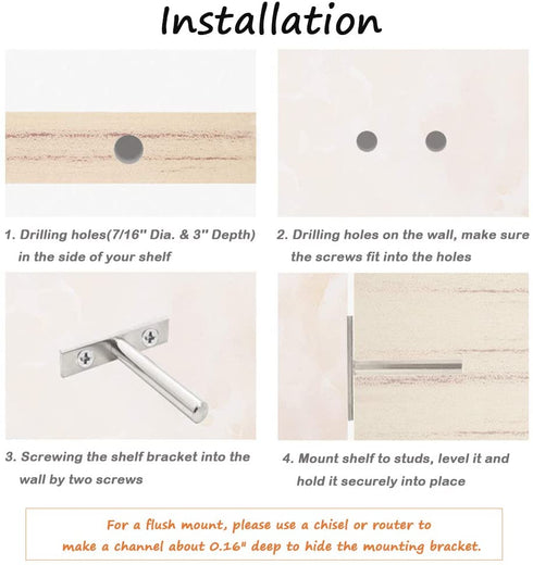 Bestgle 6Pcs 3-Inch Invisible Floating Shelf Brackets, Stainless Steel Hidden Shelves Supports, Wall Holder Concealed Bracket Mount Kit for DIY Home Wall Shelf