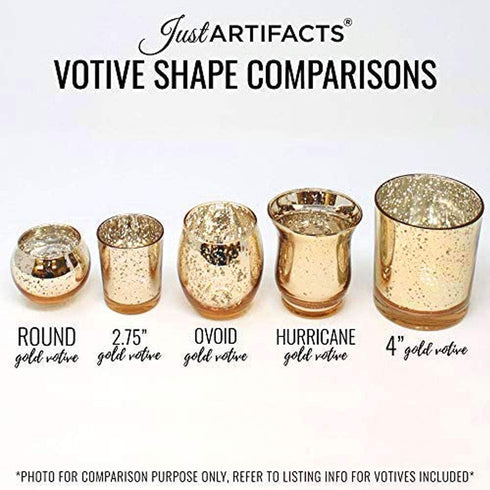 Just Artifacts 2.75-Inch Speckled Mercury Glass Votive Candle Holders (12pcs, Gold)