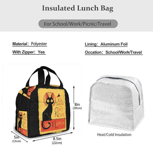 Portable Lunch Insulated Bag Lunch Bag Reusable Waterproof Portable Thermal Insulation Bag Lunch Tote Lunch Box Cooler Bag With Zipper For Women/Men/Kids To Picnic