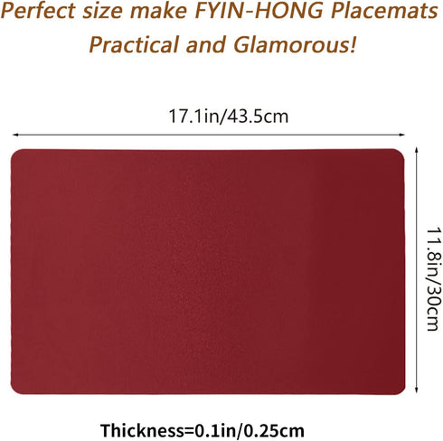 FYIN-HONG Leather Placemats Set of 6, Premium Quality Heat Resistant Faux Leather Placemat, Waterproof Wipeable Dining Table Mats Easy to Clean for Kitchen Dining Eating Indoor & Outdoor, Burgundy Red